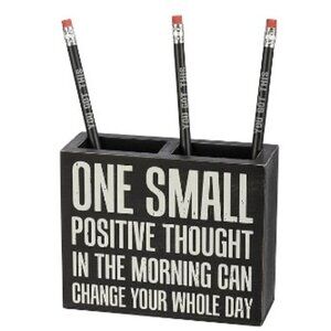 “ONE SMALL POSITIVE THOUGHT” PENCIL HOLDER WITH 3 WOODEN PENCILS SET